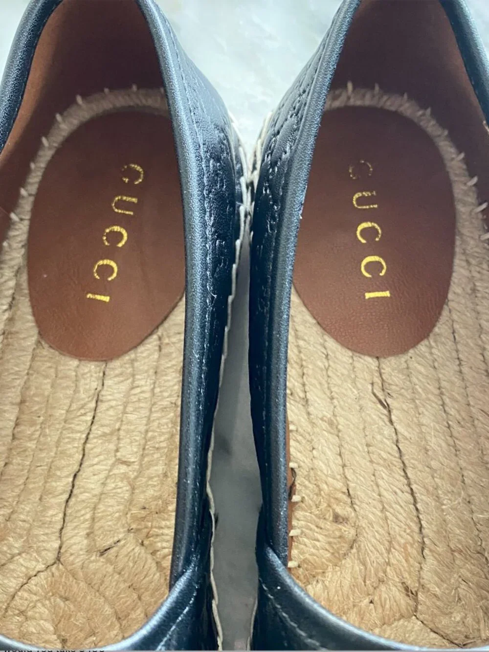 Gucci Microguccissima Black Leather Espadrilles